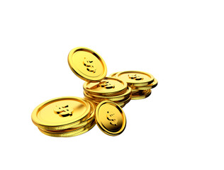 Golden falling coins. Realistic jackpot concept. 3D flying gold money. Mockup of casino symbol and lucky win. Isolated shiny metal cash for savings, blank monetary template. Realistic Gold coins expl	