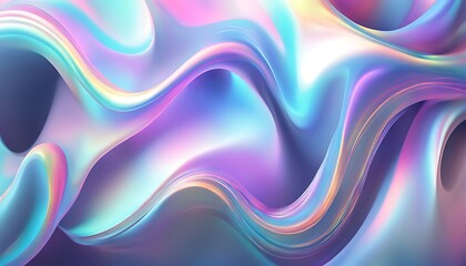 Obraz premium Abstract fluid iridescent holographic neon curved wave in motion colorful background, Gradient design. Generative AI 