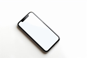 Mobile phone blank screen on white background.