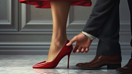 A painting depicting a man and a woman holding hands, portraying the connection and unity between the two individuals.