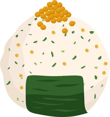 Japanese food onigiri rice ball. Onigiri japanese rice ball with nory seaweed various taste. Asian rice food. Japanese fast food.