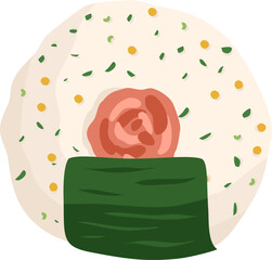 Japanese food onigiri rice ball. Onigiri japanese rice ball with nory seaweed various taste. Asian rice food. Japanese fast food.