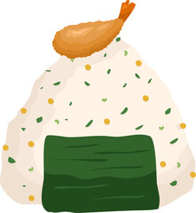 Japanese food onigiri rice ball. Onigiri japanese rice ball with nory seaweed various taste. Asian rice food. Japanese fast food.