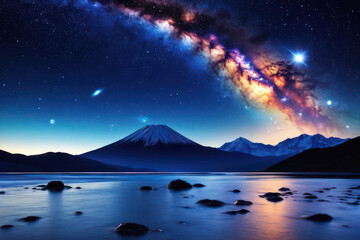 Wallpaper night sky with Milky Way view in mountain 