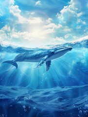 World Oceans Day Poster design, realistic, HD, copy space - generative ai