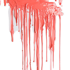 pastel red paint dripped isolated on white background