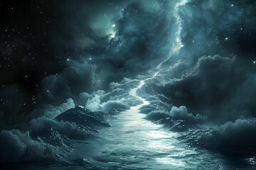 Cosmic Passage:A Mystical River Guiding Souls Through the Eternal Void of the Universe