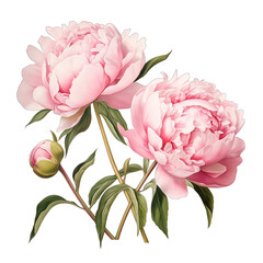 peonies isolated peony flower buds on white background