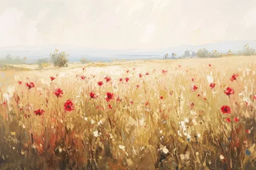 Foto op Canvas Morning glory painting field grassland © Rawpixel.com