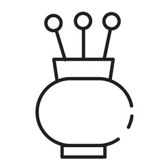 Chinese Incense Pot Line Icon