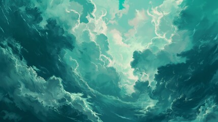 Teal Clouds created with Generative AI Technology, ai, generative