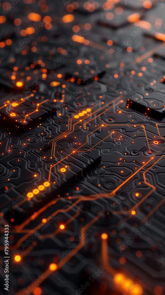 Poster futuristic cyber technology background featuring glowing circuit patterns or binary codes, modern cy