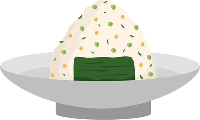  Japanese food onigiri rice ball. Onigiri japanese rice ball  with nory seaweed various taste. Asian rice food. Japanese fast food.