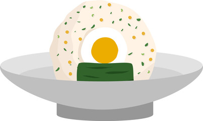  Japanese food onigiri rice ball. Onigiri japanese rice ball  with nory seaweed various taste. Asian rice food. Japanese fast food.