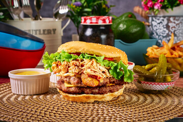 hamburger and fries