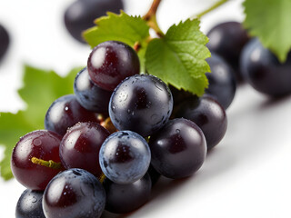bunch of blue grapes isolated in white background	
