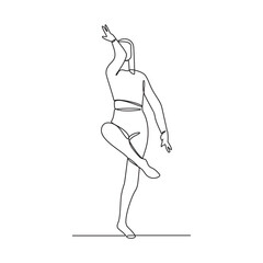 One continuous line drawing of Ballerina vector illustration. Ballet dance is a form of classical dance that originated in Renaissance Italy. Ballerina concept design in simple continuous line style.