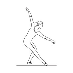 One continuous line drawing of Ballerina vector illustration. Ballet dance is a form of classical dance that originated in Renaissance Italy. Ballerina concept design in simple continuous line style.