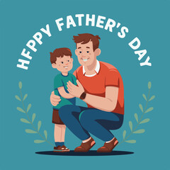 Happy Fathers Day concept-minimalistic-vector-art 