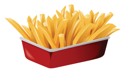 Vector graphic of a red carton with yellow fries