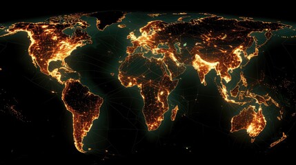 A map of the world showing the major cities and their connections. - obrazy, fototapety, plakaty