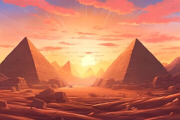 Sandstone Gradients: Ancient Egyptian Pyramids at Sunset