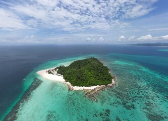 Drone picture of Bamboo Island in Koh Phi Phi.