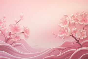 Blossom Pink Spring Gradients: Serene Garden Wave View