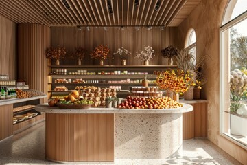 An interior design of the modern grocery store indoors shop.