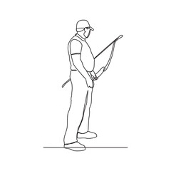 One continuous line drawing of Archery athlete vector illustration. Archery is great way to develop focus, concentration, and self-discipline. Archery athlete design concept in simple continuous line.