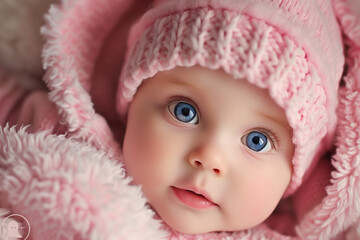 Pink Little Baby Girl
Big-eyed Wonder in Adobe Stock
Charming Innocence Captured
A Darling Portrait to Enchant