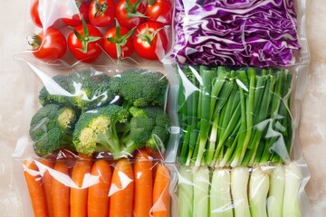 Vegetables in bags produce plant food