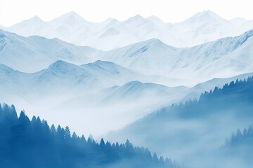 Cool Winter Frost Gradients - Serene Glacier Blue Tones: Frozen Elegance Art Print