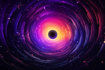 Cosmic Black Hole Gradients: Starry Horizon & Vibrant Glow