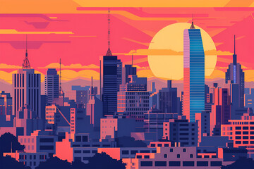 Buenos Aires flat vector skyline illustration