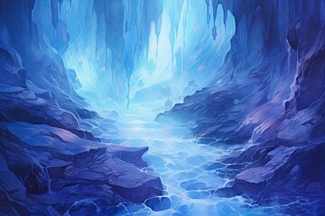 Crystal Blue Waterfall Gradients: Majestic Water Dance Spectrum