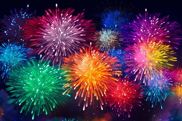 Radiant Rainbow Cascade: Vibrant Firework Display Gradients