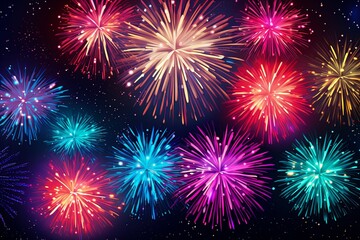 Dazzling Firework Display Gradients - Night Spectacle of Color