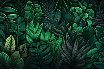 Exotic Flora Patterns: Deep Jungle Greenery Gradients