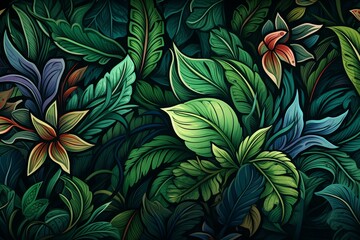 Deep Jungle Greenery Gradients: Exotic Flora Patterns Showcase