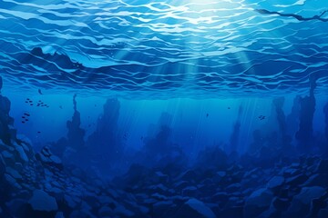 Fototapeta na wymiar Oceanic Blue Depth: Enigmatic Deep Ocean Current Gradients