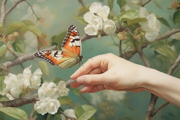 Butterfly painting holding animal