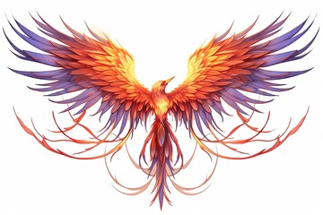 Phoenix Flame: Fiery Wing Gradients Rebirth - A Burst of Glorious Colors