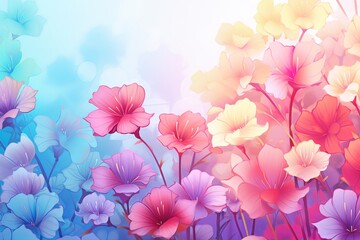 Fototapeta na wymiar Fresh Spring Blossom Gradients: Blooming Color Array Delight