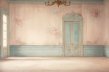 A empty classic room painting old architecture