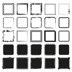Diverse frames set. Assorted square borders. Decorative elements. Vector illustration. EPS 10.