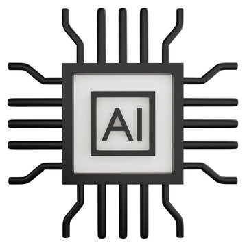 recommend clip art: AI Digital chip processor clipart flat design icon isolated on transparent background, 3D render technology and AI concept