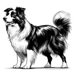Hand drawn cute Border Collie, vector sketch isolated on white background.
