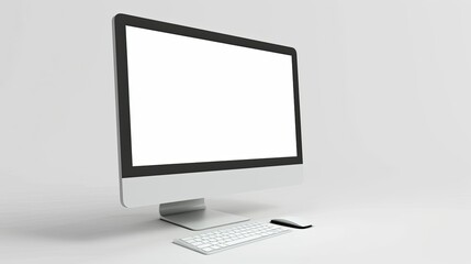 computer mock up with blank or white screen on clean and solid white isolated backgrounds