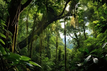 Lush Rainforest Canopy Gradients: Treetop Panorama Perspective